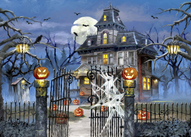 Diamond Painting Halloween Haunted House (final edition) 31" x 22″ (79cm x 56cm) / Square with 42 Colors including 2 ABs