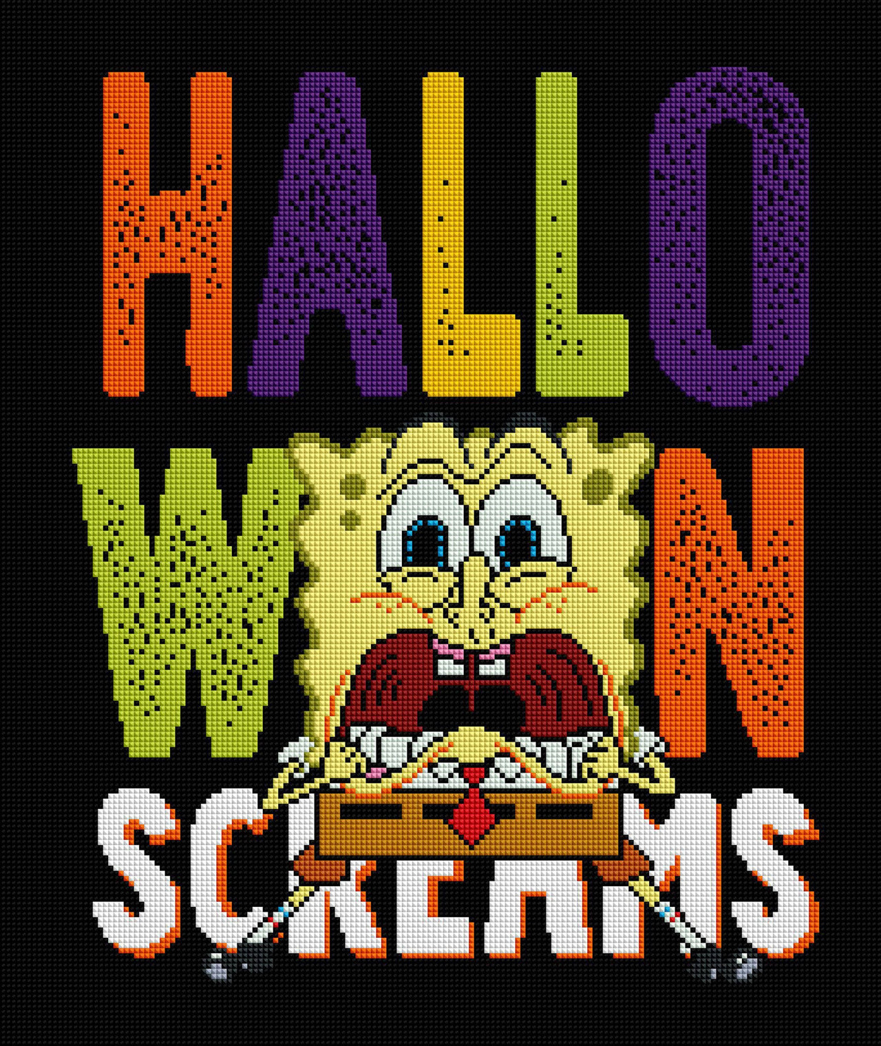 Diamond Painting Halloween Screams 17" x 20" (43cm x 51cm) / Square with 17 Colors including 3 ABs / 34,713
