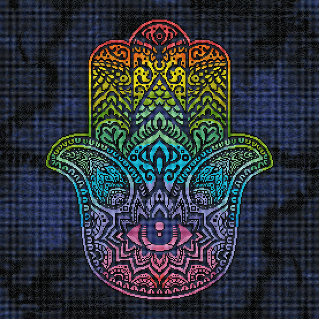 Diamond Painting Hamsa 27.6" x 27.6" (70cm x 70cm) / Square With 29 Colors Including 4 ABs / 76,729