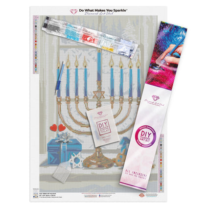 Diamond Painting Hanukkah 20" x 30″ (51cm x 76cm) / Round With 36 Colors Including 4 ABs / 49,051
