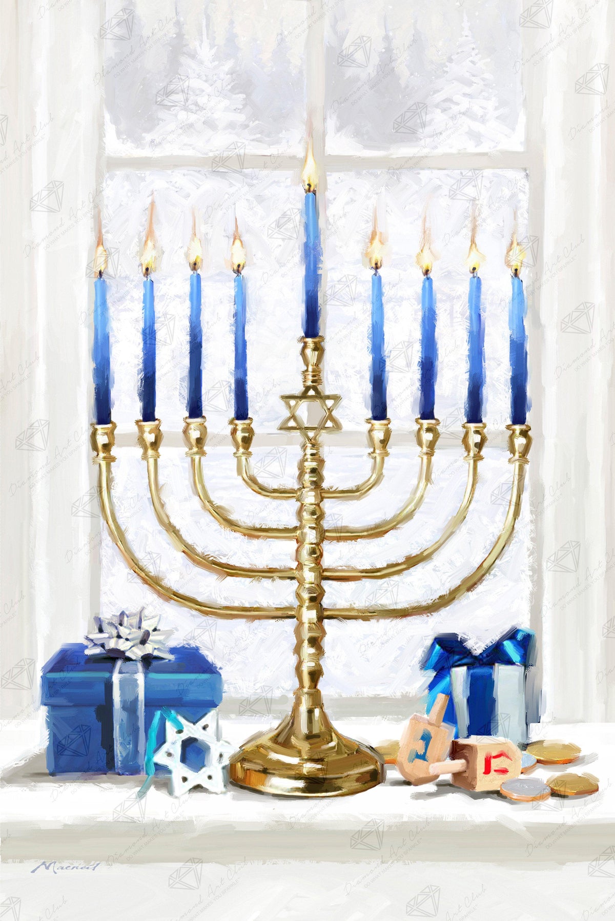 Diamond Painting Hanukkah 20" x 30″ (51cm x 76cm) / Round With 36 Colors Including 4 ABs / 49,051