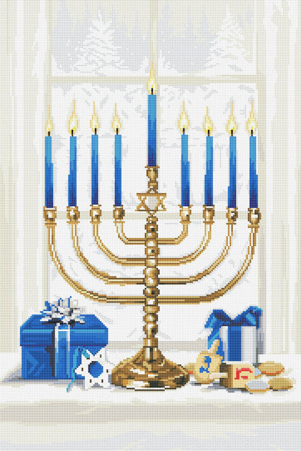 Diamond Painting Hanukkah 20" x 30″ (51cm x 76cm) / Round With 36 Colors Including 4 ABs / 49,051