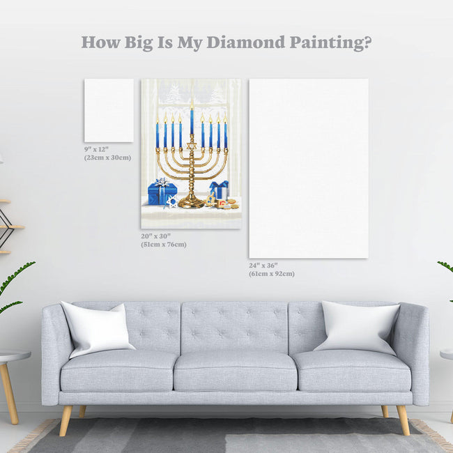 Diamond Painting Hanukkah 20" x 30″ (51cm x 76cm) / Round With 36 Colors Including 4 ABs / 49,051