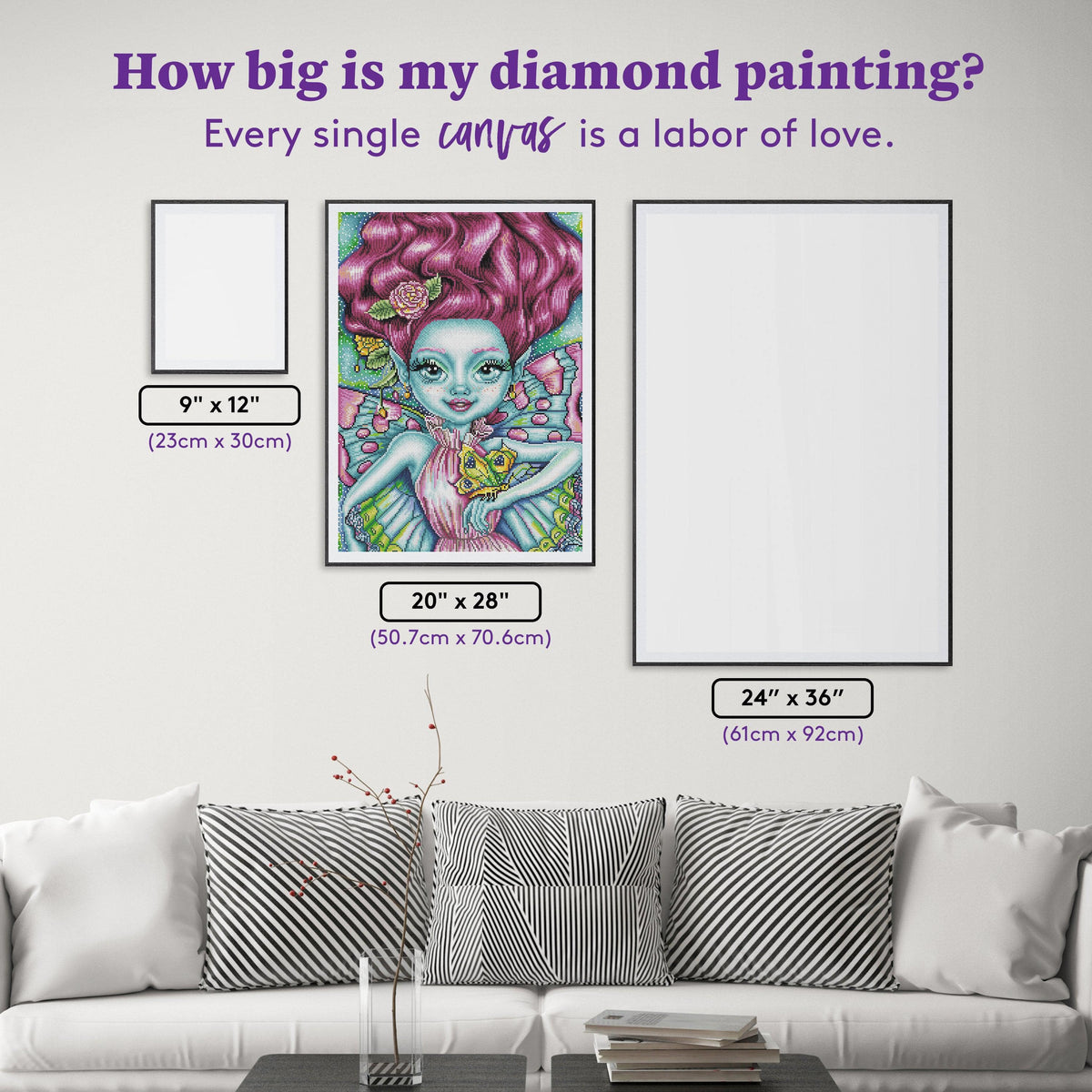 Diamond Painting Happy Dancing Fairy 20" x 28" (50.7cm x 70.6cm) / Round with 43 Colors including 3 ABs / 45,612
