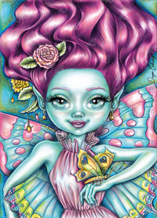 Beautiful Pink Fairy Premium DIY Diamond Painting Kit Full
