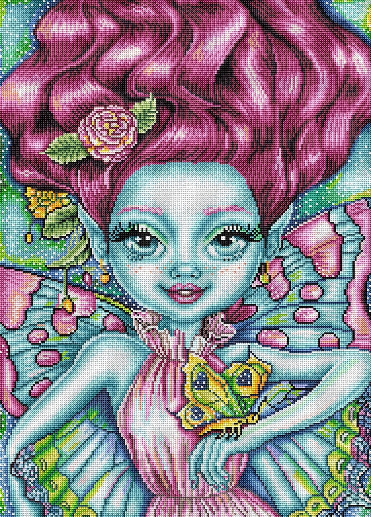Diamond Painting Happy Dancing Fairy 20" x 28" (50.7cm x 70.6cm) / Round with 43 Colors including 3 ABs / 45,612