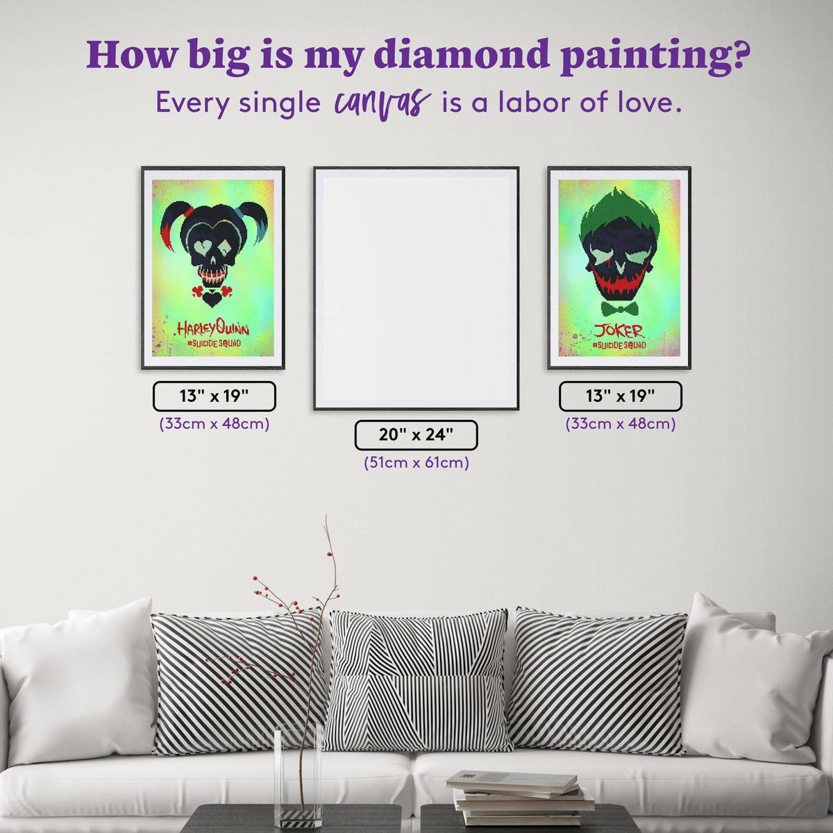 Diamond Painting Harley Quinn Character Icon & The Joker™ Character Icon Bundle 13" x 19″ (33cm x 48cm) / (Harley) Square With 9 Colors Including 1 AB. (Joker) Square With 8 Colors Including 1 AB. / 6,926