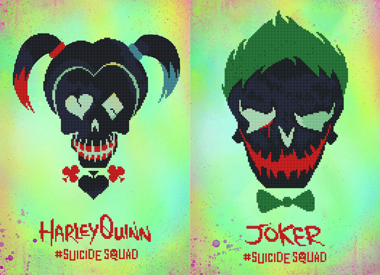 Diamond Painting Harley Quinn Character Icon & The Joker™ Character Icon Bundle 13" x 19″ (33cm x 48cm) / (Harley) Square With 9 Colors Including 1 AB. (Joker) Square With 8 Colors Including 1 AB. / 6,926