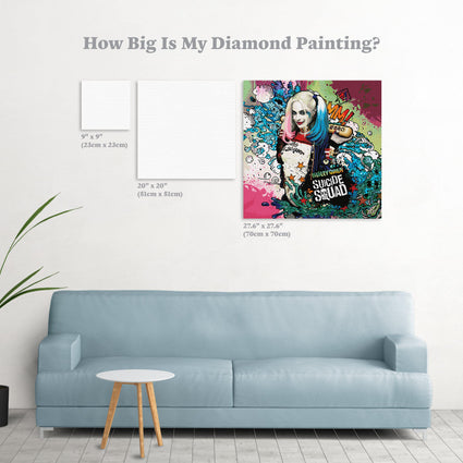 Diamond Painting Harley Quinn: Worst. Heroes. Ever. 27.6" x 27.6″ (70cm x 70cm) / Square With 67 Colors Including 4 ABs / 76,729