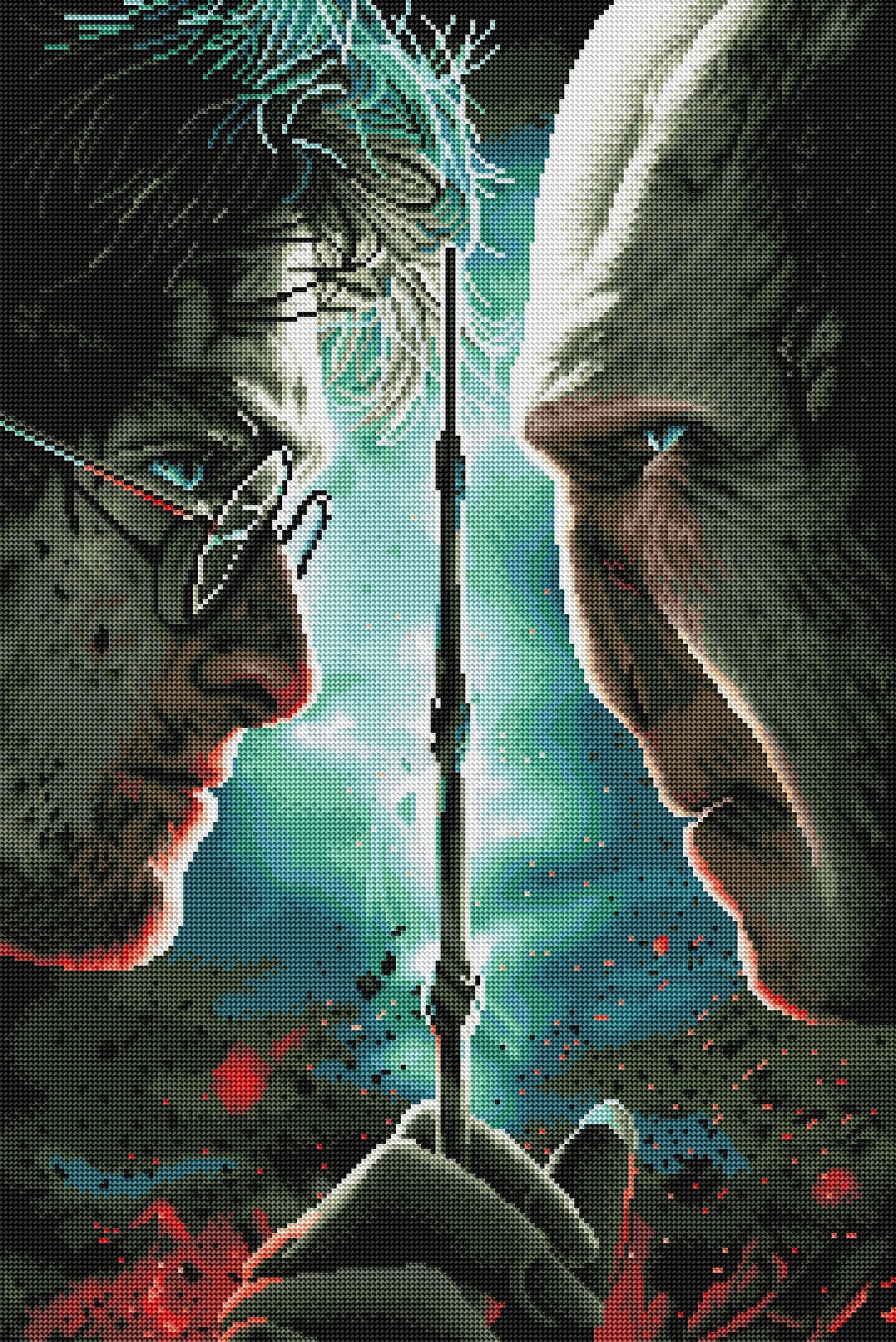 Diamond Painting Harry Potter™ vs. Voldemort™ 20" x 30″ (51cm x 76cm) / Round With 39 Colors Including 4 ABs / 49,051