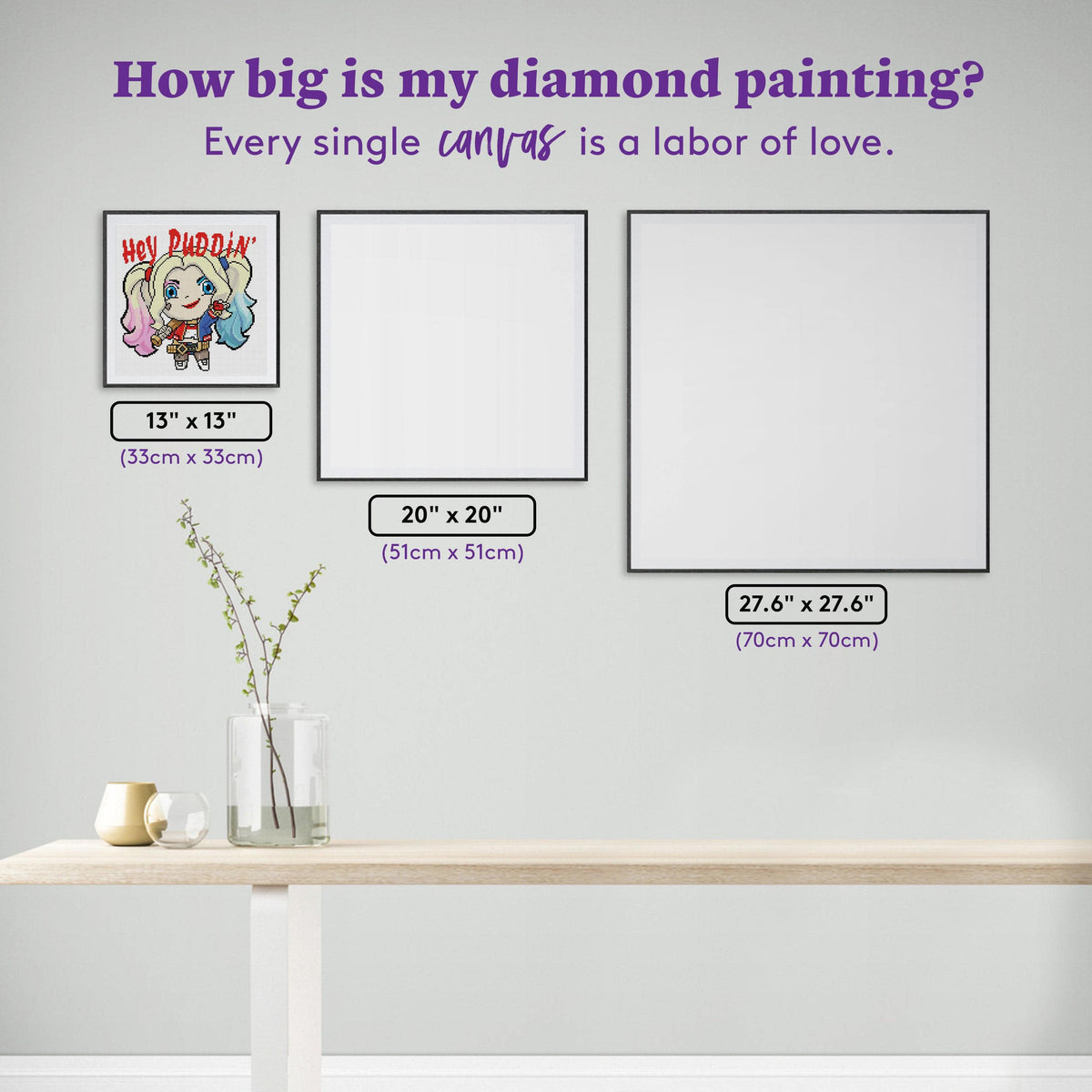 Diamond Painting Hey Puddin' Harley Quinn 13" x 13″ (33cm x 33cm) / Square With 30 Colors Including 3 ABs / 17,161