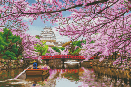 Diamond Painting Himeji Castle 21.7" x 32.7″ (55cm x 83cm) / Round With 42 Colors Including 3 ABs / 57,333