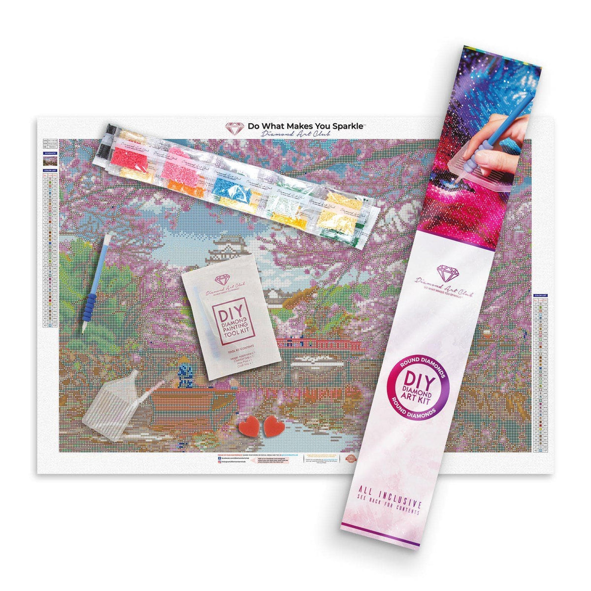 Diamond Painting Himeji Castle 21.7" x 32.7″ (55cm x 83cm) / Round With 42 Colors Including 3 ABs / 57,333