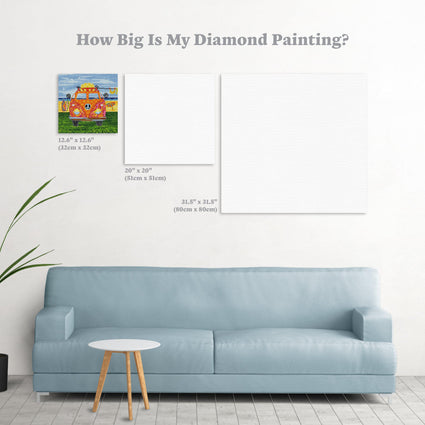 Diamond Painting Hippy Van Orange Square With 32 Colors / 12.6″ x 12.6″ (32cm x 32cm) / 15,625