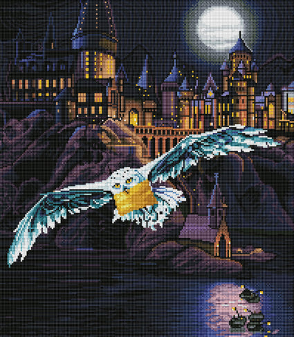 Diamond Painting Hogwarts And Hedwig 22" x 25″ (56cm x 64cm) / Round With 47 Colors Including 2 ABs / 45,372