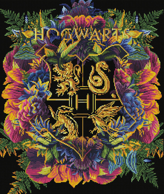 Diamond Painting Hogwarts™ Crest - Fine Oddities (Black) 22" x 26″ (56cm x 66cm) / Square With 42 Colors Including 4 ABs / 57,681