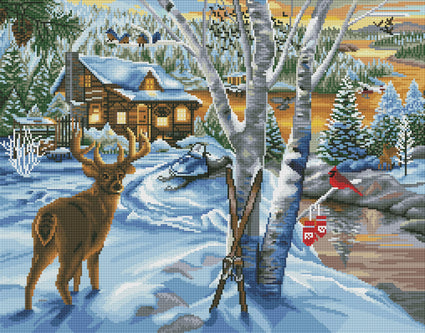 Diamond Painting Holiday Visitors 28" x 22″ (71cm x 56cm) / Round with 45 Colors including 2 ABs / 50,546