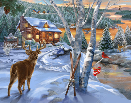 Diamond Painting Holiday Visitors 28" x 22″ (71cm x 56cm) / Round with 45 Colors including 2 ABs / 50,546