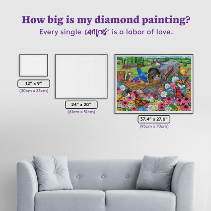 Diamond Painting Home Sweet Home Bluebirds 37.4" x 27.6" (95cm x 70cm) / Square with 60 Colors including 4 ABs / 107,061