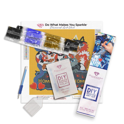 Diamond Painting Home Sweet Home Cats Square With 22 Colors / 12.6″ x 12.6″ (32cm x 32cm) / 15,625