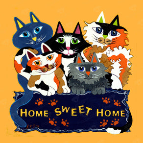 Diamond Painting Home Sweet Home Cats Square With 22 Colors / 12.6″ x 12.6″ (32cm x 32cm) / 15,625