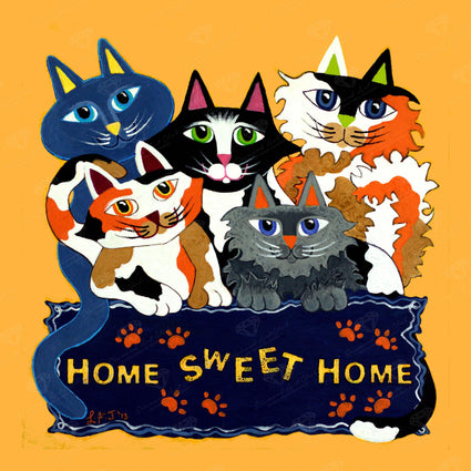 Diamond Painting Home Sweet Home Cats Square With 22 Colors / 12.6″ x 12.6″ (32cm x 32cm) / 15,625