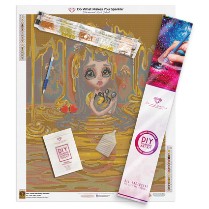 Diamond Painting Honey Mermaid 22" x 28″ (56cm x 71cm) / Round with 25 Colors including 2 ABs / 50,542