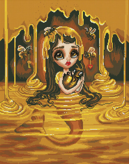 Diamond Painting Honey Mermaid 22" x 28″ (56cm x 71cm) / Round with 25 Colors including 2 ABs / 50,542