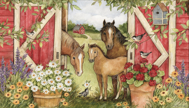 Diamond Painting Horses Red Barn 35" x 20″ (89cm x 51cm) / Square with 44 Colors including 2 ABs / 70,750