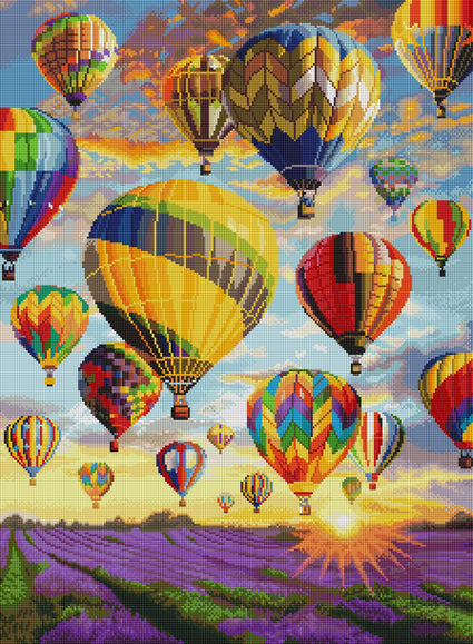 Diamond Painting Hot Air Balloon 22" x 30" (56cm x 76cm) / Square with 64 Colors including 5 ABs / 68,320