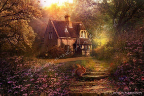 Diamond Painting House On The Hill Round With Aurora Borealis Accents / 13.0" x 19.7" (33cm x 50cm) / 29 Colors including 1 AB