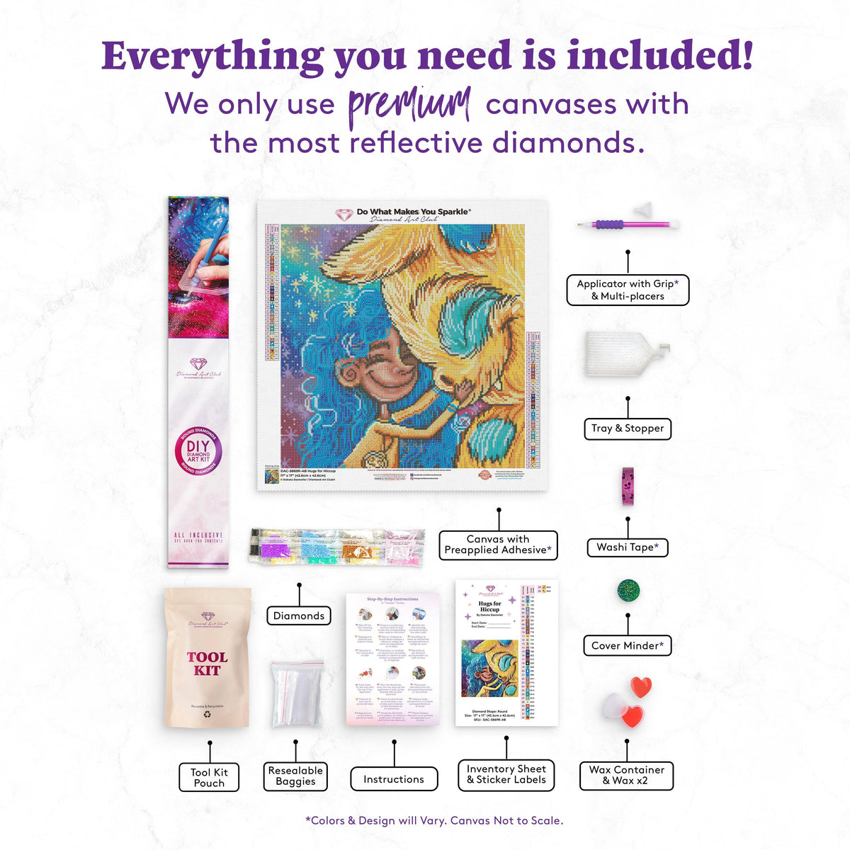 Diamond Painting Hugs for Hiccup 17" x 17" (42.6cm x 42.6cm) / Round With 34 Colors Including 3 ABs / 23,104