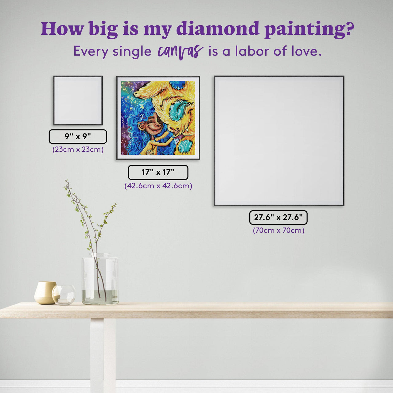 Diamond Painting Hugs for Hiccup 17" x 17" (42.6cm x 42.6cm) / Round With 34 Colors Including 3 ABs / 23,104