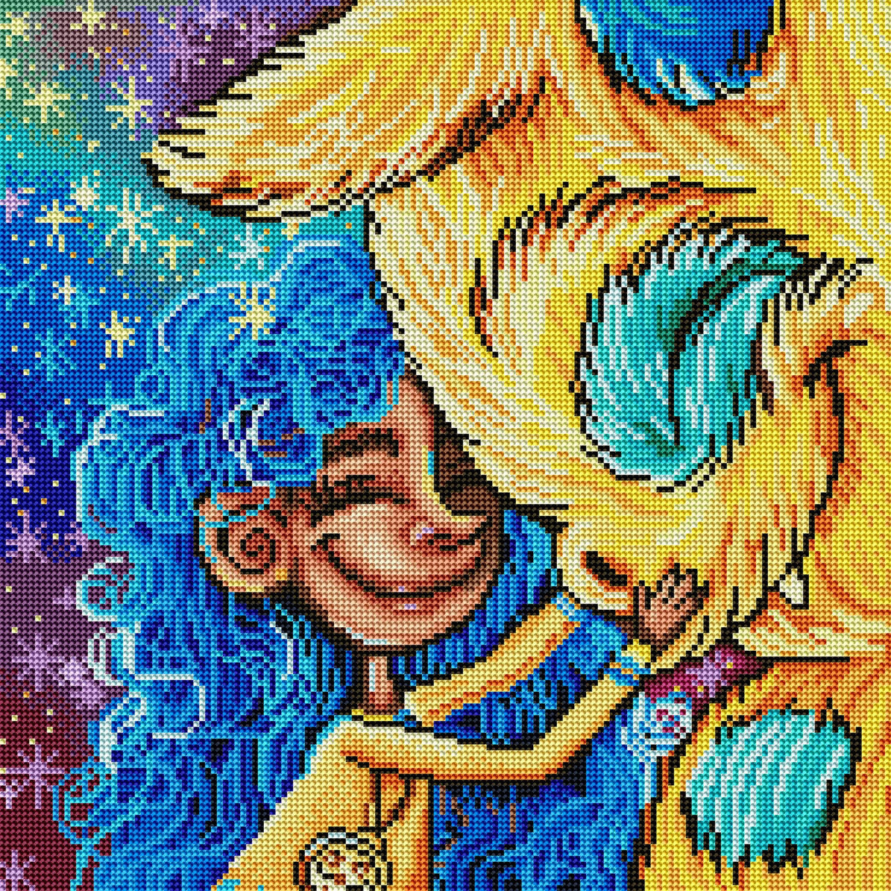 Diamond Painting Hugs for Hiccup 17" x 17" (42.6cm x 42.6cm) / Round With 34 Colors Including 3 ABs / 23,104