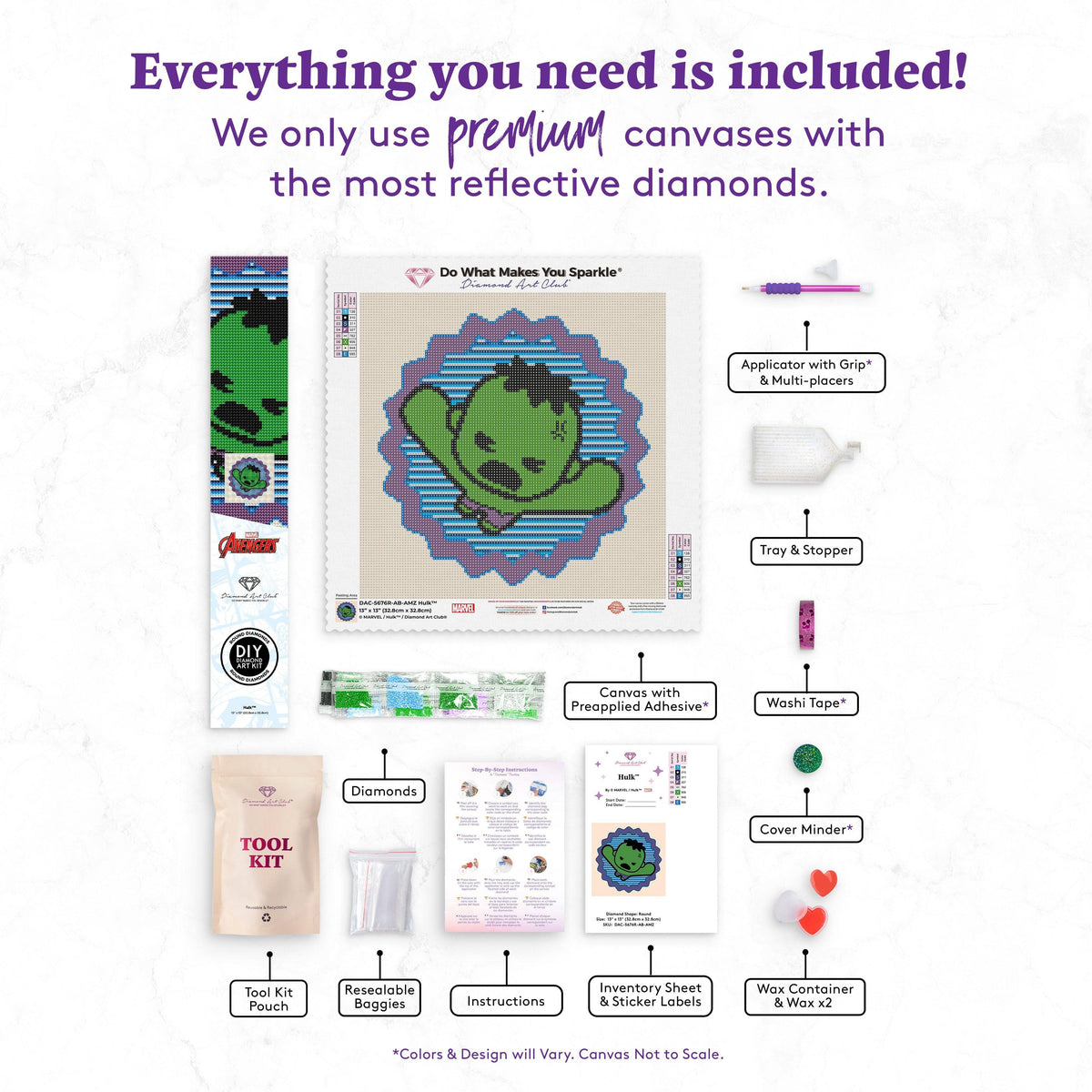 Diamond Painting Hulk™ 13" x 13" (32.8cm x 32.8cm) / Round with 8 Colors including 1 ABs / 13,689