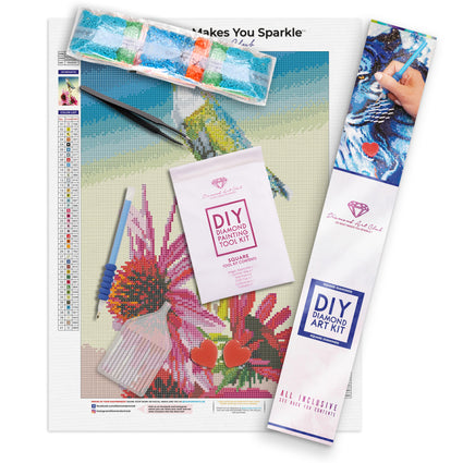 Diamond Painting Humming Bird on a Flower 11.8" x 16.5" (30cm x 42cm) / Square With 41 Colors including 2 ABs