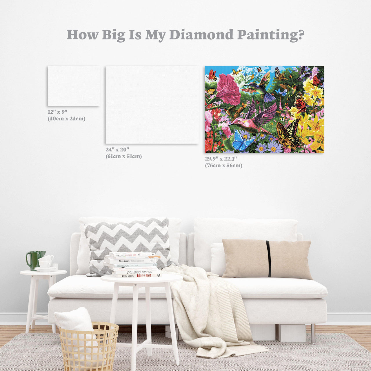 Diamond Painting Hummingbird Garden 30" x 22" (76cm x 56cm) / Square with 57 Colors including 4 ABs / 66,742