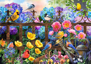 Diamond Painting Hydrangea Garden Birds 39.4" x 27.6" (100cm x 70cm) / Square with 59 Colors including 5 ABs / 109,692