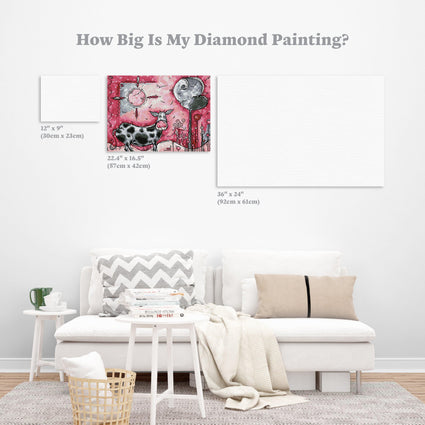 Diamond Painting I Love Moo 16.5" x 22.4″ (42cm x 57cm) / Square With 19 Colors Including 1 AB / 36,960