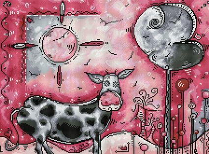 Diamond Painting I Love Moo 16.5" x 22.4″ (42cm x 57cm) / Square With 19 Colors Including 1 AB / 36,960