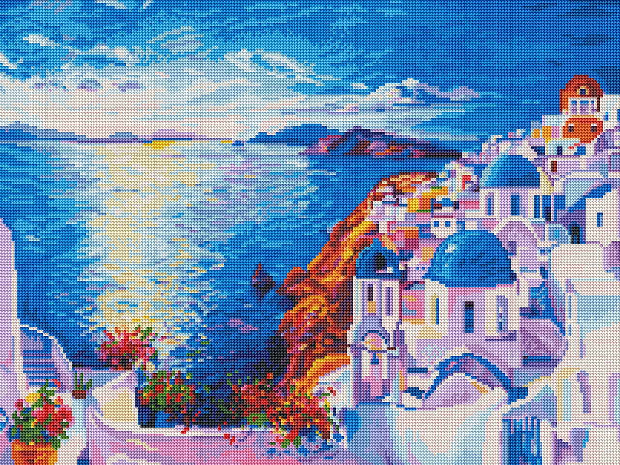 Diamond Painting In Santorini 18" x 24″ (46cm x 61cm) / Round with 40 Colors including 2 ABs