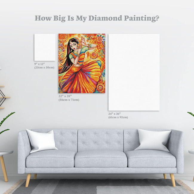 Diamond Painting Indian Dancer 22" x 28″ (56cm x 71cm) / Round With 45 Colors Including 1 AB / 49,896