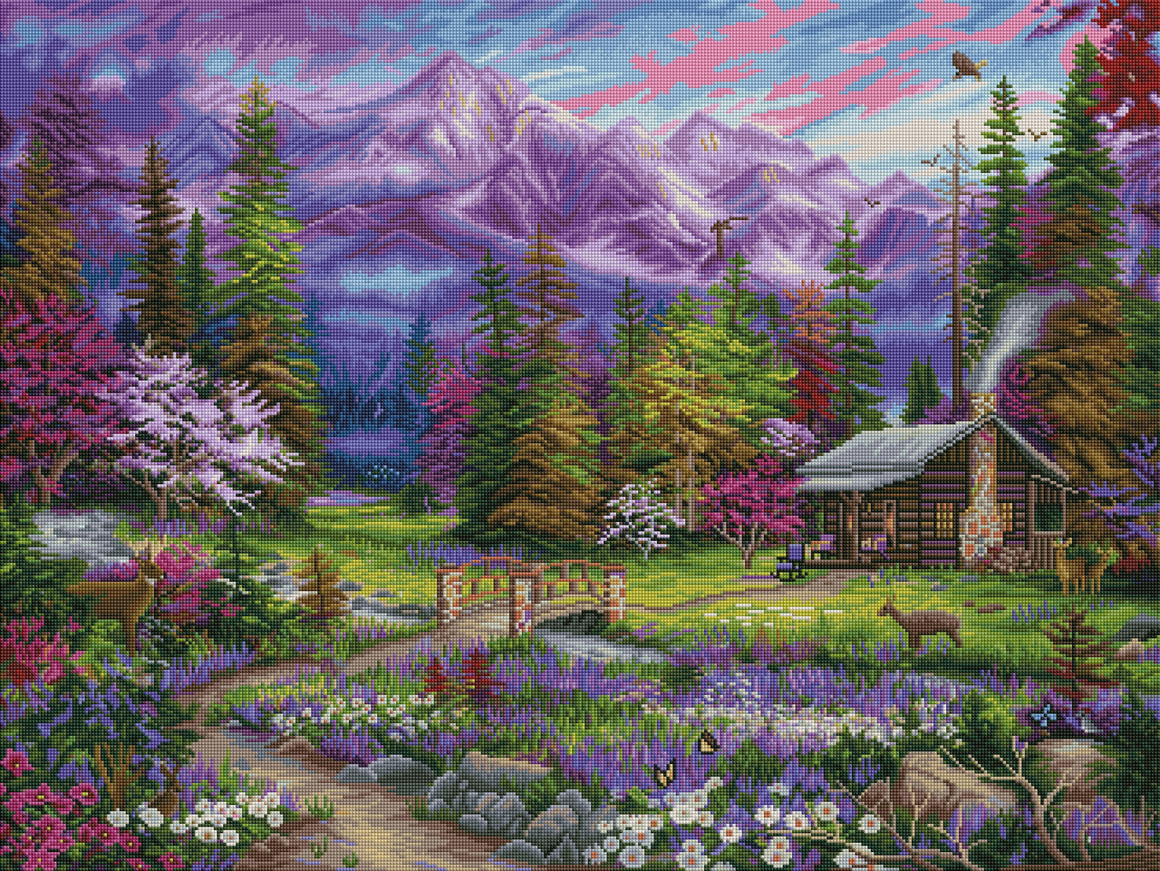 Diamond Painting Inspiration of Spring Meadows 36.6" x 27.6″ (93cm x 70cm) / Square with 54 Colors including 2 ABs / 102,214