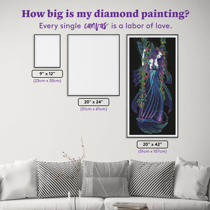 Diamond Painting Iris 20" x 42" (51cm x 107cm) / Round with 39 Colors including 3 ABs and 2 Iridescent Diamonds / 68,961