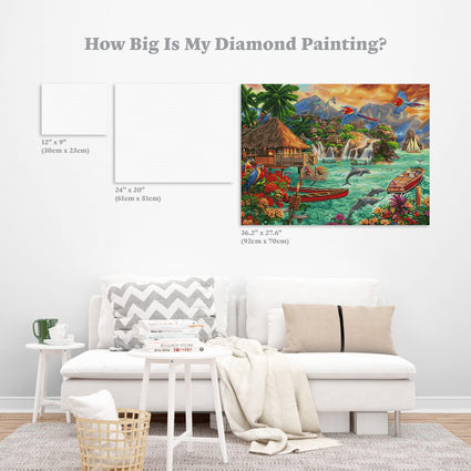 Diamond Painting Island Life 36.2" x 27.6″ (92cm x 70cm) / Square with 55 Colors including 2 ABs