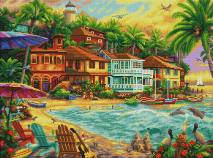 Diamond Painting Island Time 21.7" x 29.1″ (55cm x 74cm) / Square With 49 Colors Including 3 ABs