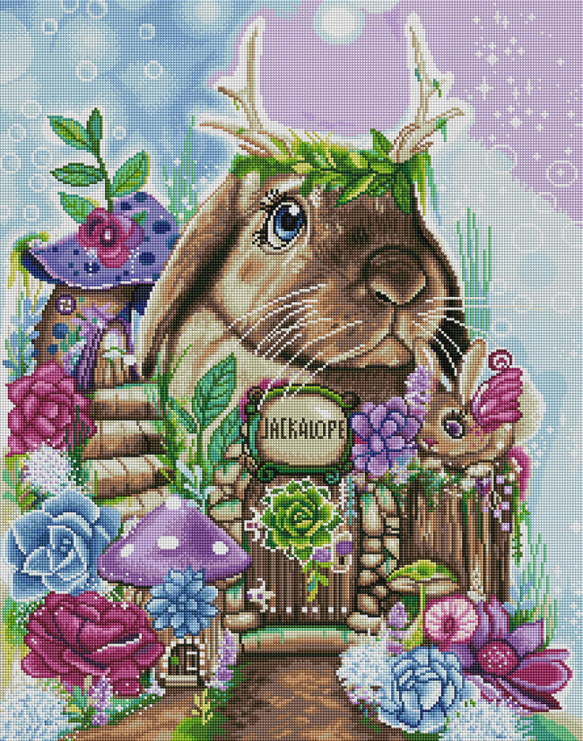 Diamond Painting Jackalope Junction Garden 22" x 28″ (56cm x 71cm) / Square with 47 Colors including 1 AB / 62,604