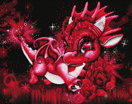 Diamond Painting January – Garnet – Lil DragonZ 28" x 22″ (71cm x 56cm) / Round with 28 Colors including 3 ABs / 50,148