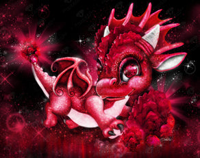 Diamond Painting January – Garnet – Lil DragonZ 28" x 22″ (71cm x 56cm) / Round with 28 Colors including 3 ABs / 50,148