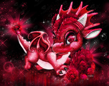 Diamond Painting January – Garnet – Lil DragonZ 28" x 22″ (71cm x 56cm) / Round with 28 Colors including 3 ABs / 50,148